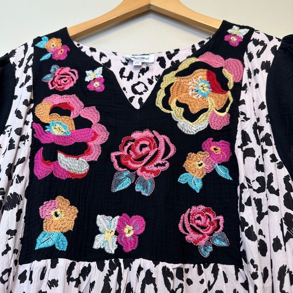 Angel Heart | Leopard Lamour Floral Embroidered Pattern Cap Sleeves Lined Dress - Picture 7 of 15